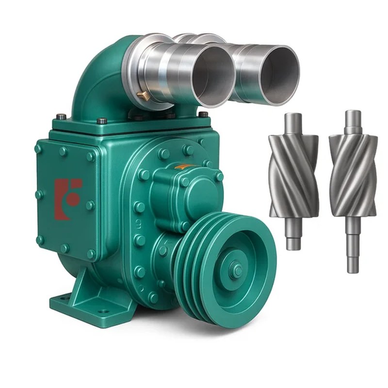 Đầu bơm bùn FarmX H100 màu xanh lục, họng 100 mm, pu li ba rãnh, cỡ lớn nhất dòng trên, kèm hai trục vít inox, xưởng FarmX Đầm Dơi Cà Mau