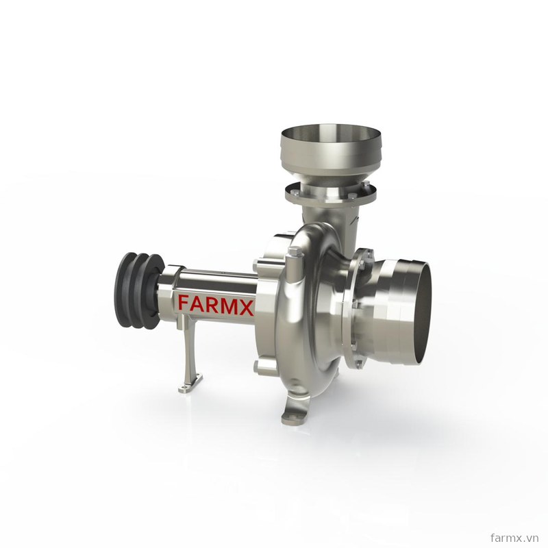 Đầu bơm nước FarmX F1 mẫu DC, thân inox 304 đúc nguyên khối, phễu hút và cổ xả inox trơn không mặt gam