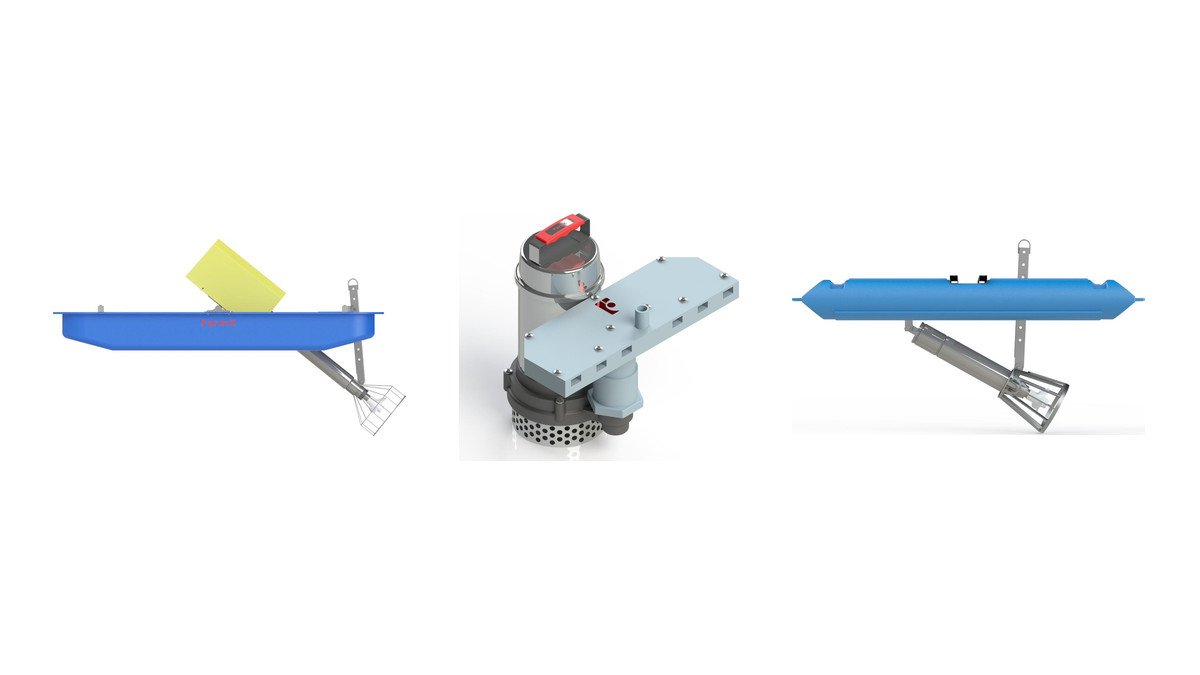 Ba kiểu máy sục khí FarmX: OxyJet đặt trên, máy đa tia ở giữa, OxyJet đặt dưới