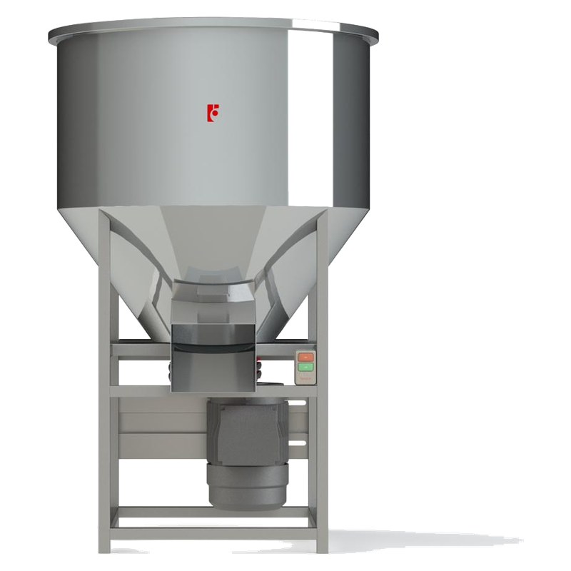 Máy trộn thức ăn FarmX MT100 thùng inox 304 cỡ lớn nhất, khung chân vuông, hộp số và mô tơ dưới đáy thùng